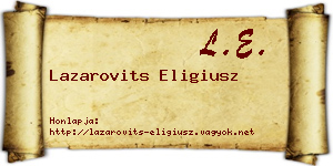 Lazarovits Eligiusz névjegykártya